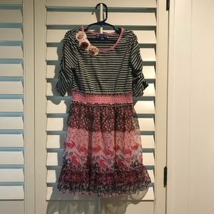 Truly Me size 8 striped and floral dress